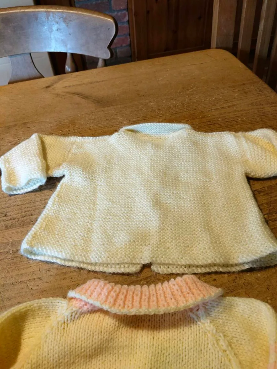 Baby Handkitted cardigans, one pink and yellow. An - Image 3