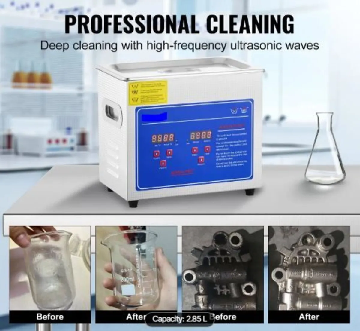 Professional Ultrasonic Cleaner, 2.85 L Ultrasonic - Image 2