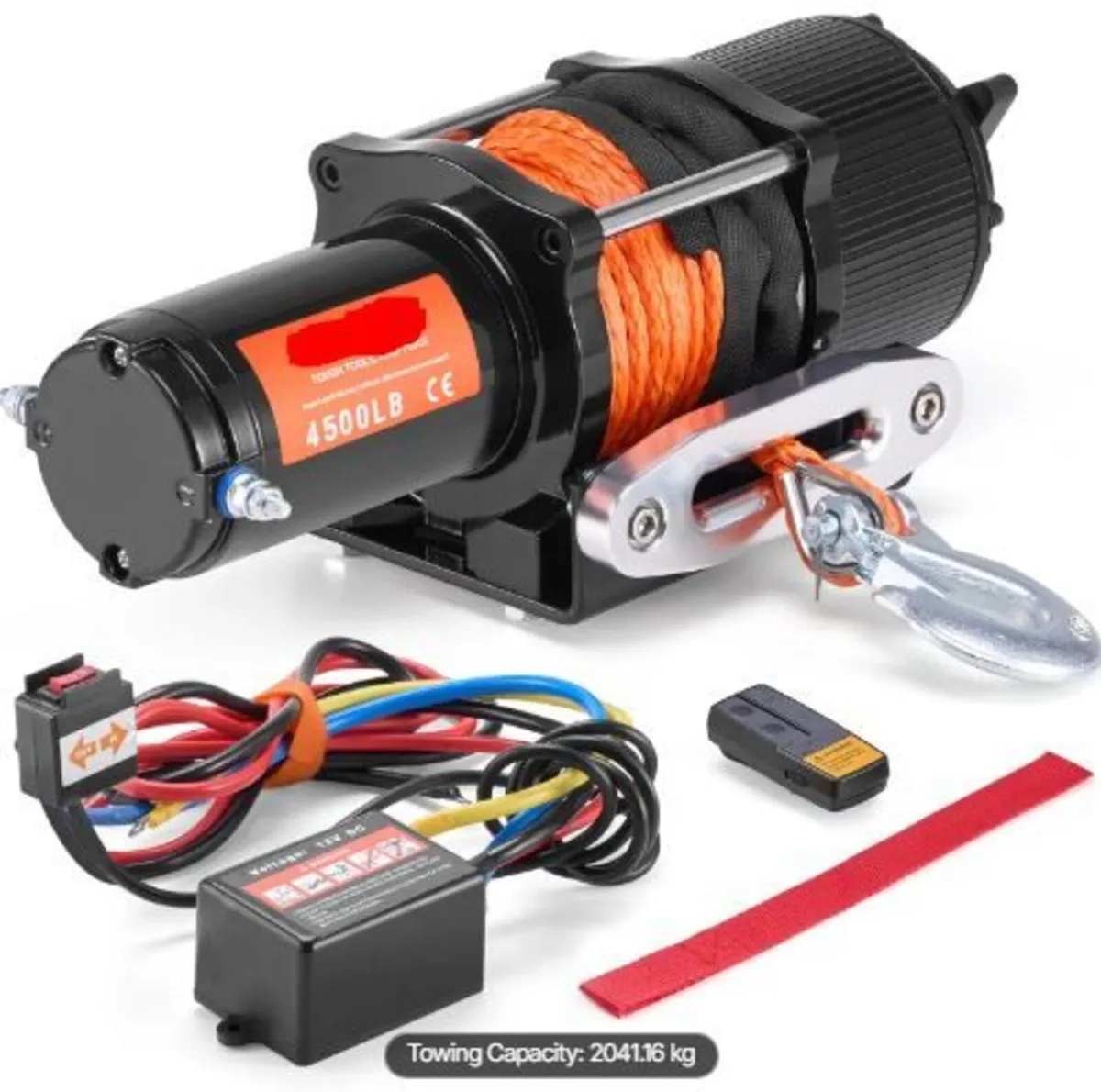 Electric Winch ATV UTV 2041.2 kg Synthetic Rope - Image 1