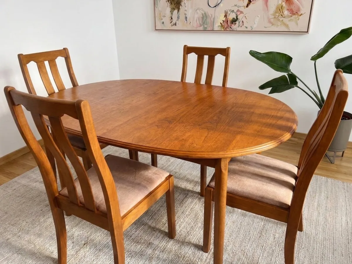 Mid Century Teak Extending Dining Table & 4 Chairs - Image 2