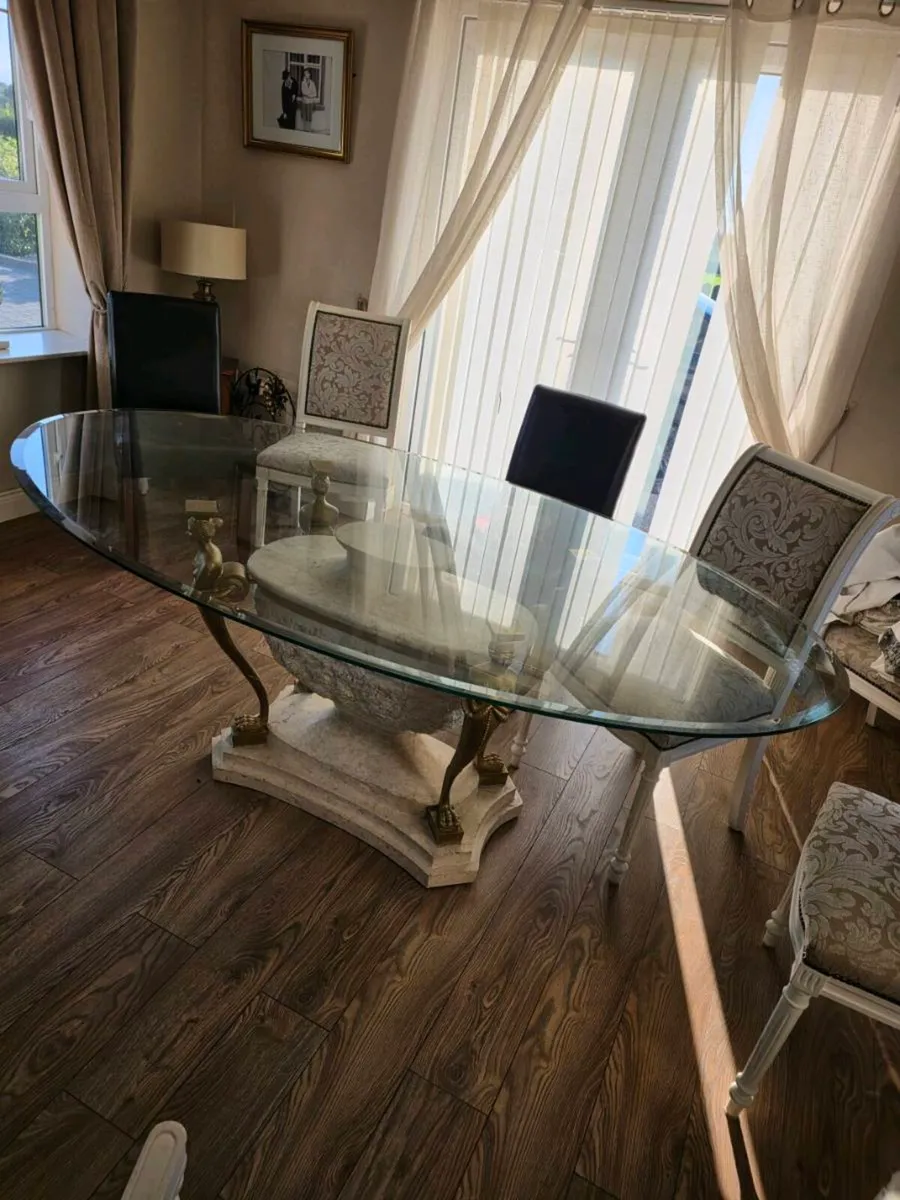 Solid Glass Oval Table Top 79 x 45" - Image 3