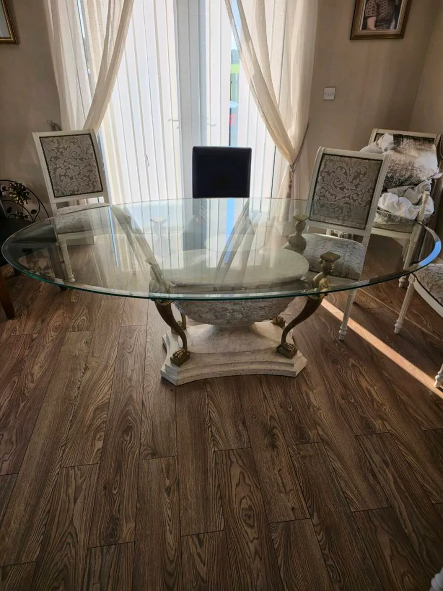 Solid Glass Oval Table Top 79 x 45" - Image 1