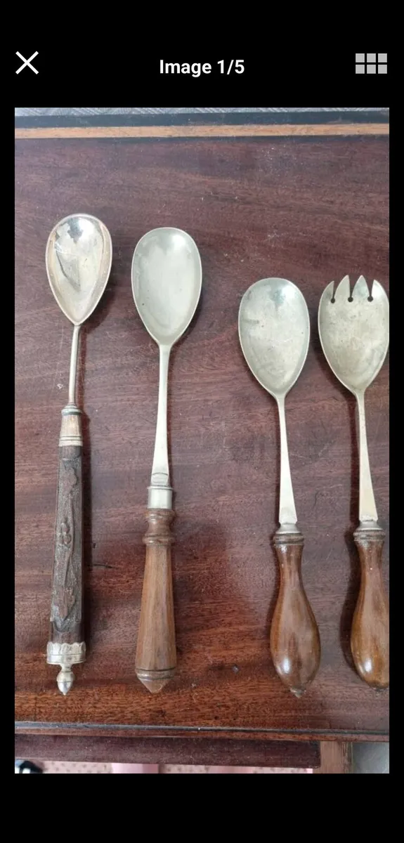 Antique Silver Serving Spoons Set - Image 3