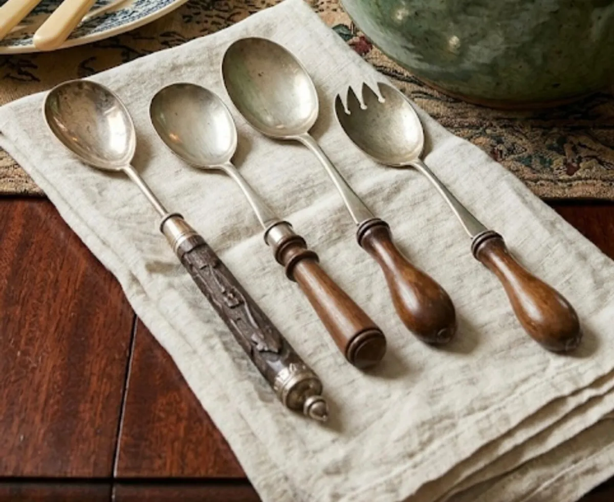 Antique Silver Serving Spoons Set - Image 1