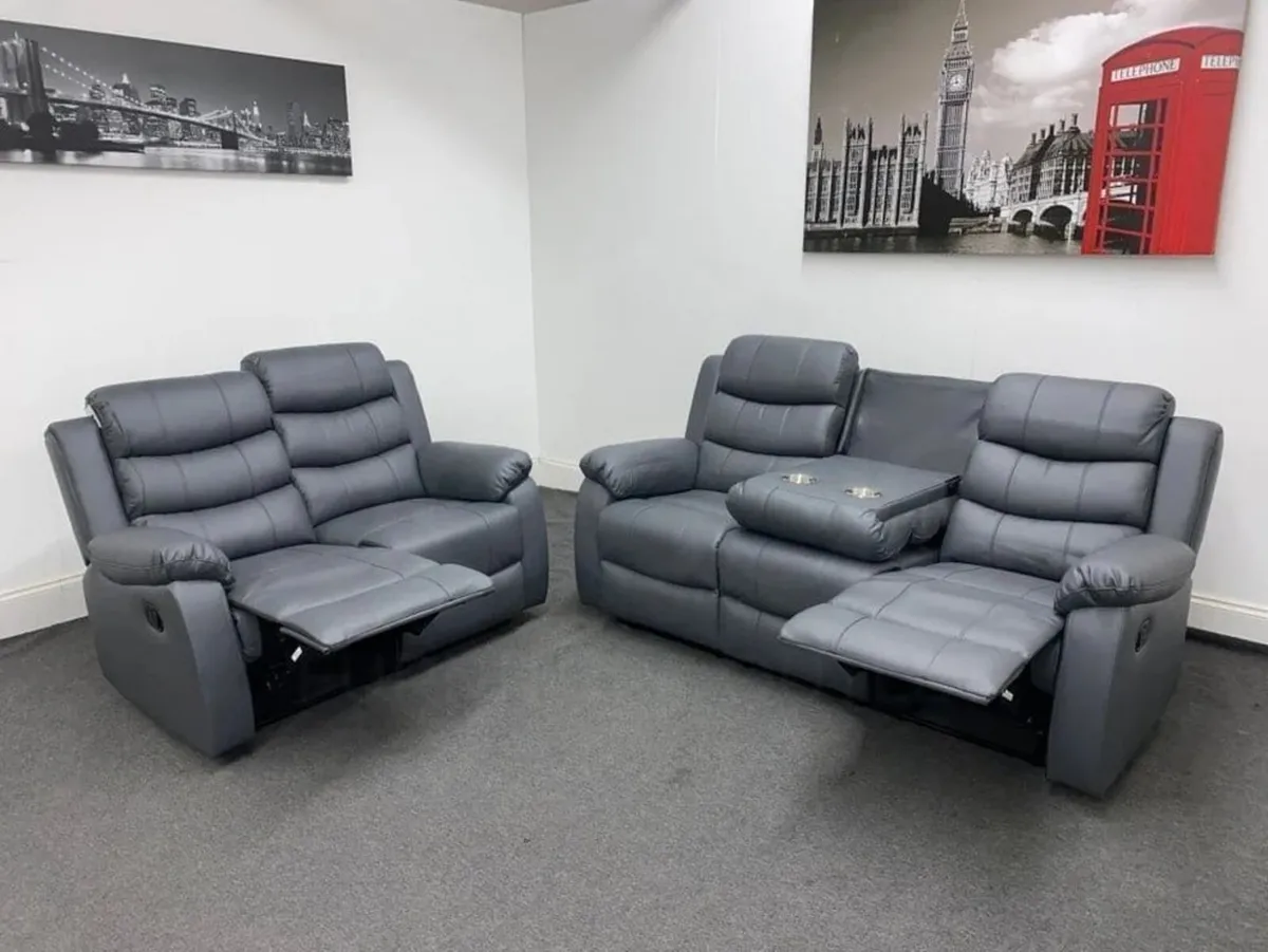 3+2 Roma Leather Manual Recliner Sofa - Image 2