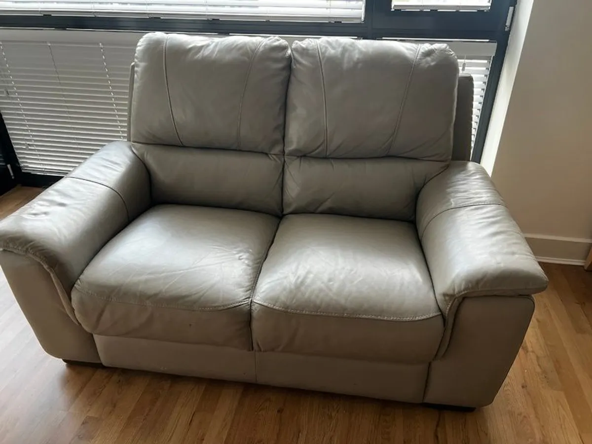 Two Seater Leather Sofa & Armchair - Image 1