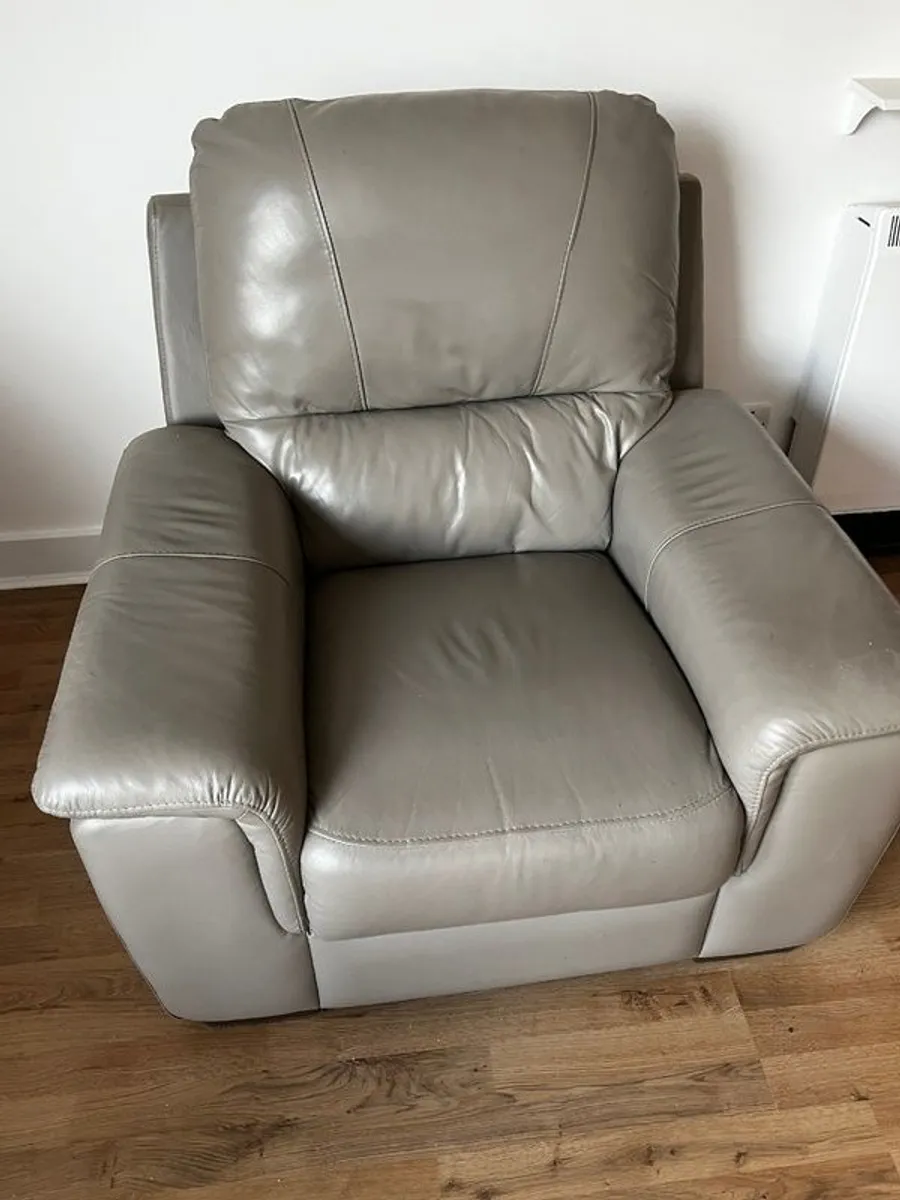 Two Seater Leather Sofa & Armchair - Image 3