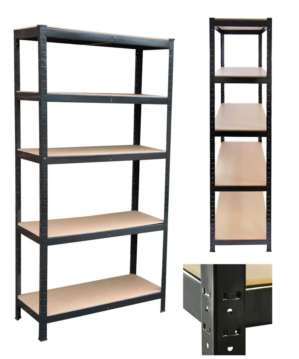Flat Packed Storage Shelving 5 Tier Black - Image 4