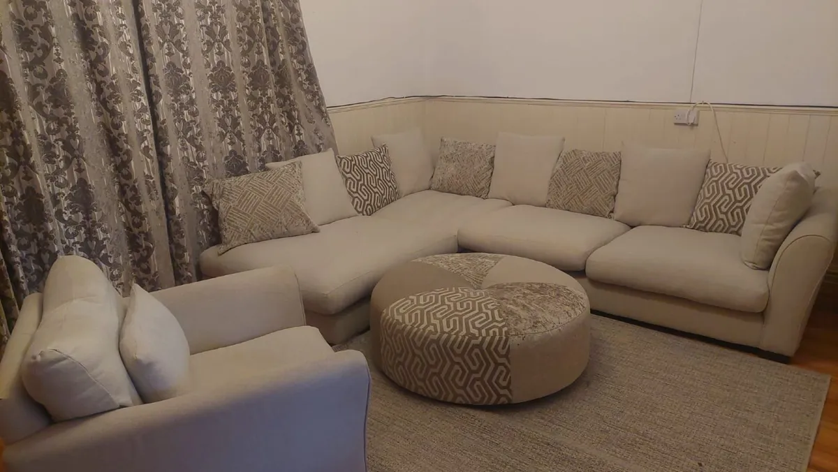 DFS Corner Sofa with Armchair and large Ottoman - Image 1