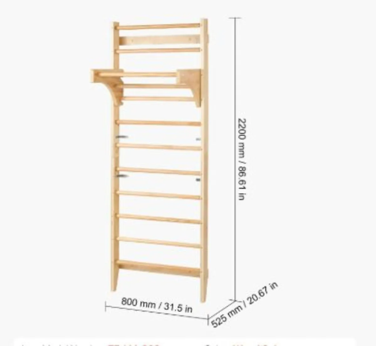Swedish Ladder Wall Gym,10-Level Solid Wood Indoor - Image 2