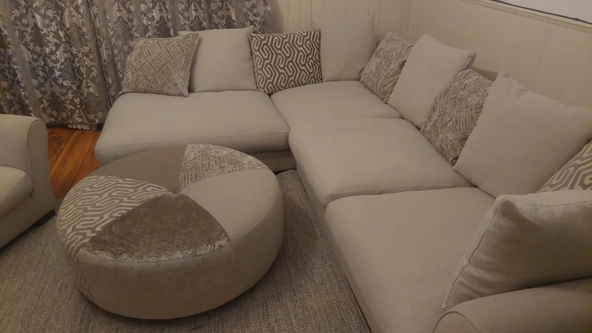 DFS Corner Sofa with Armchair and large Ottoman - Image 2