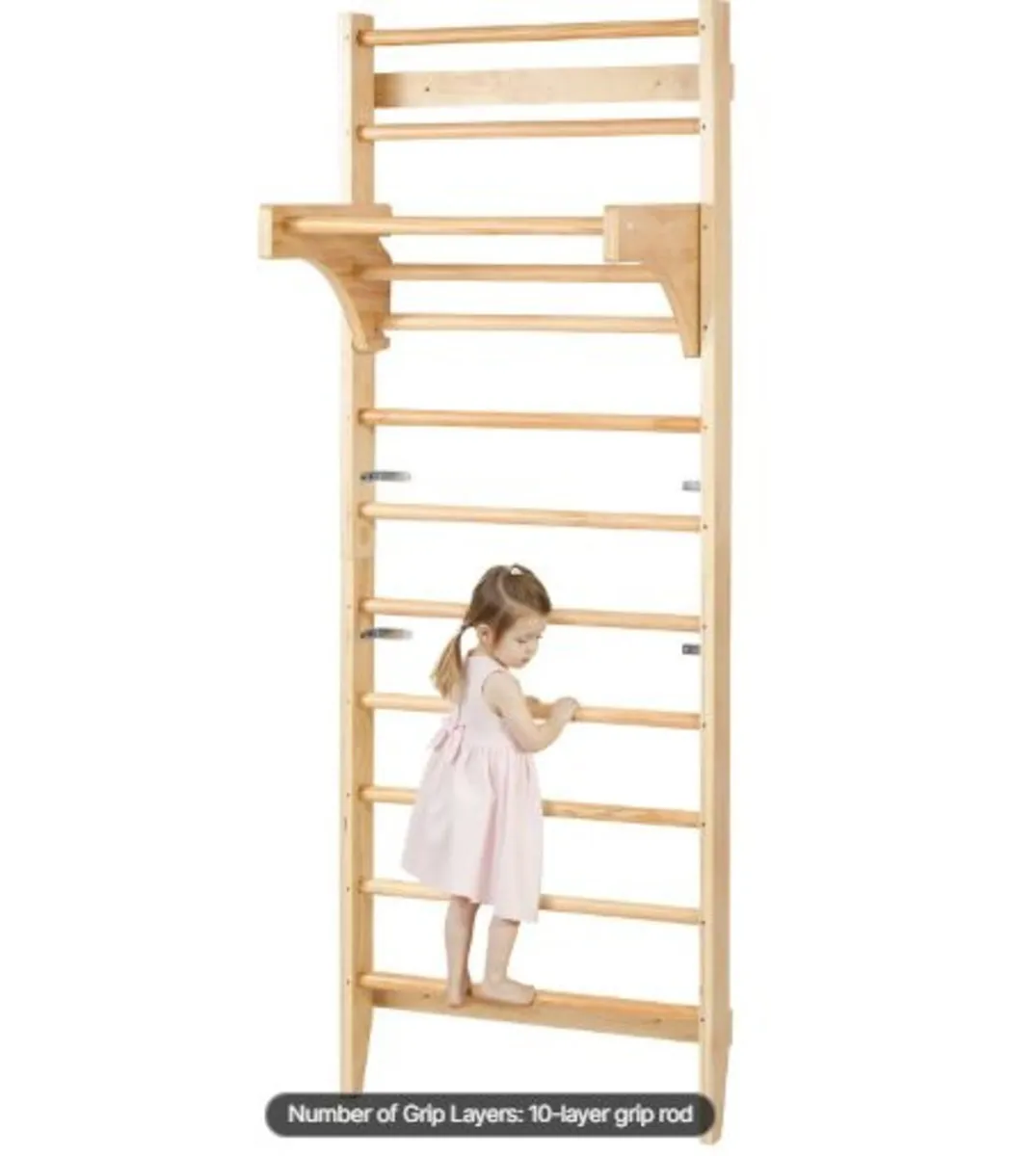 Swedish Ladder Wall Gym,10-Level Solid Wood Indoor - Image 1