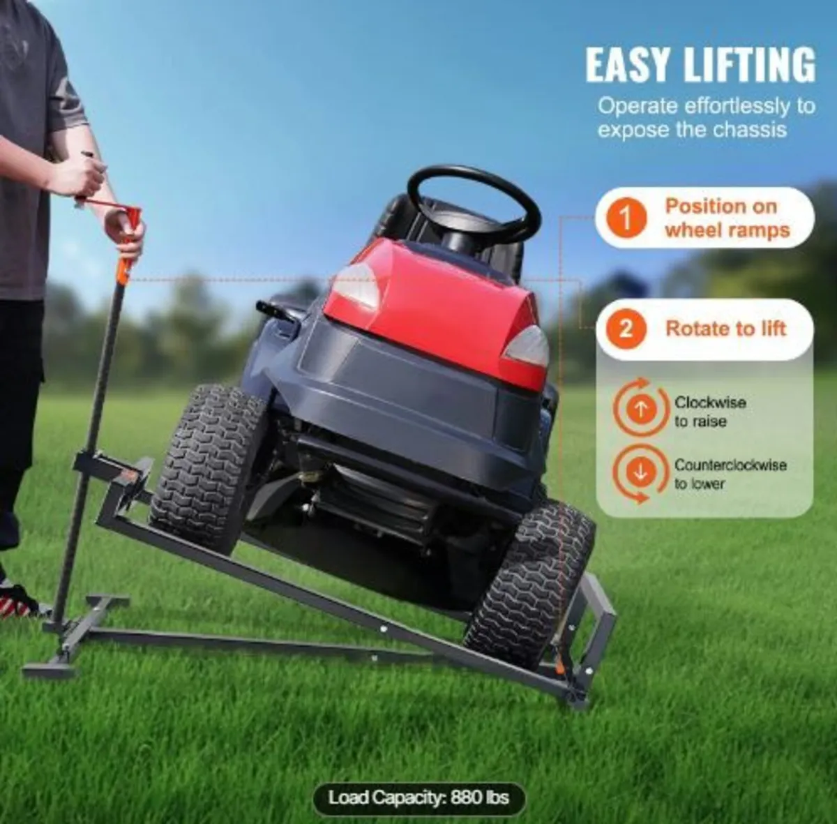 Ride on Lawn Mower Lift Jack, 880 Lbs - Image 2