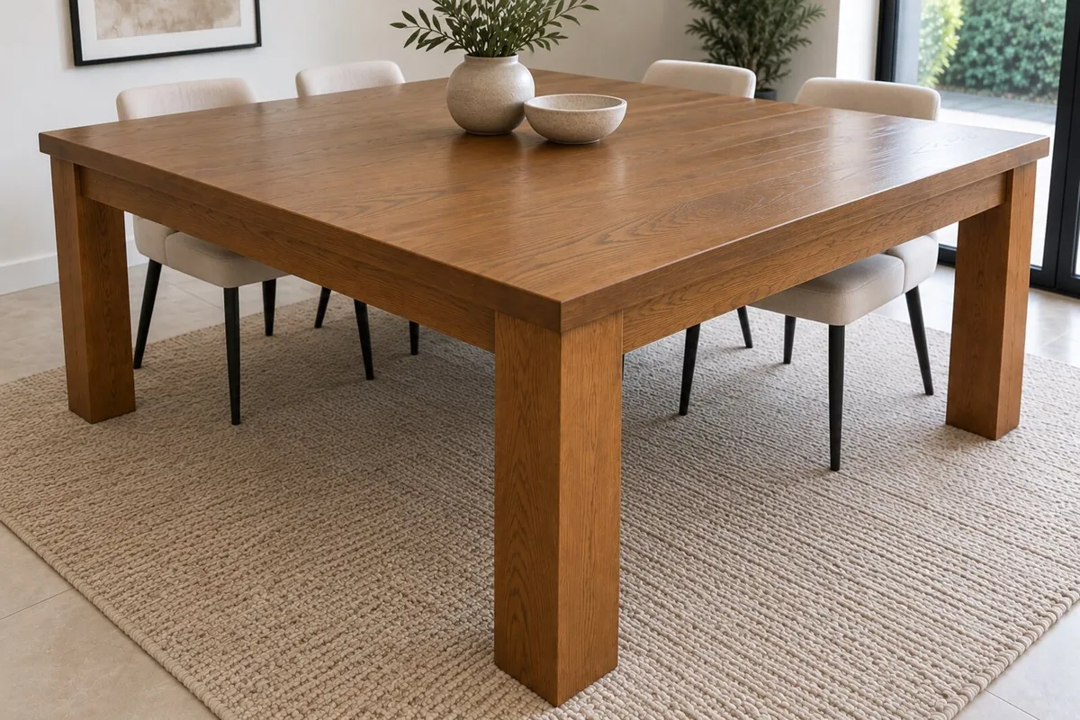 Large Square Wooden Dining Table – 160cm x 160cm - Image 1
