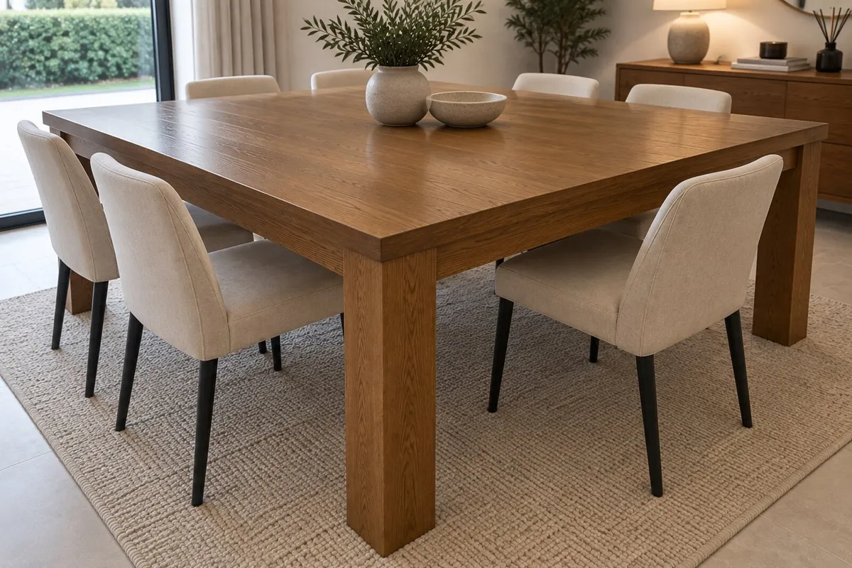 Large Square Wooden Dining Table – 160cm x 160cm - Image 2