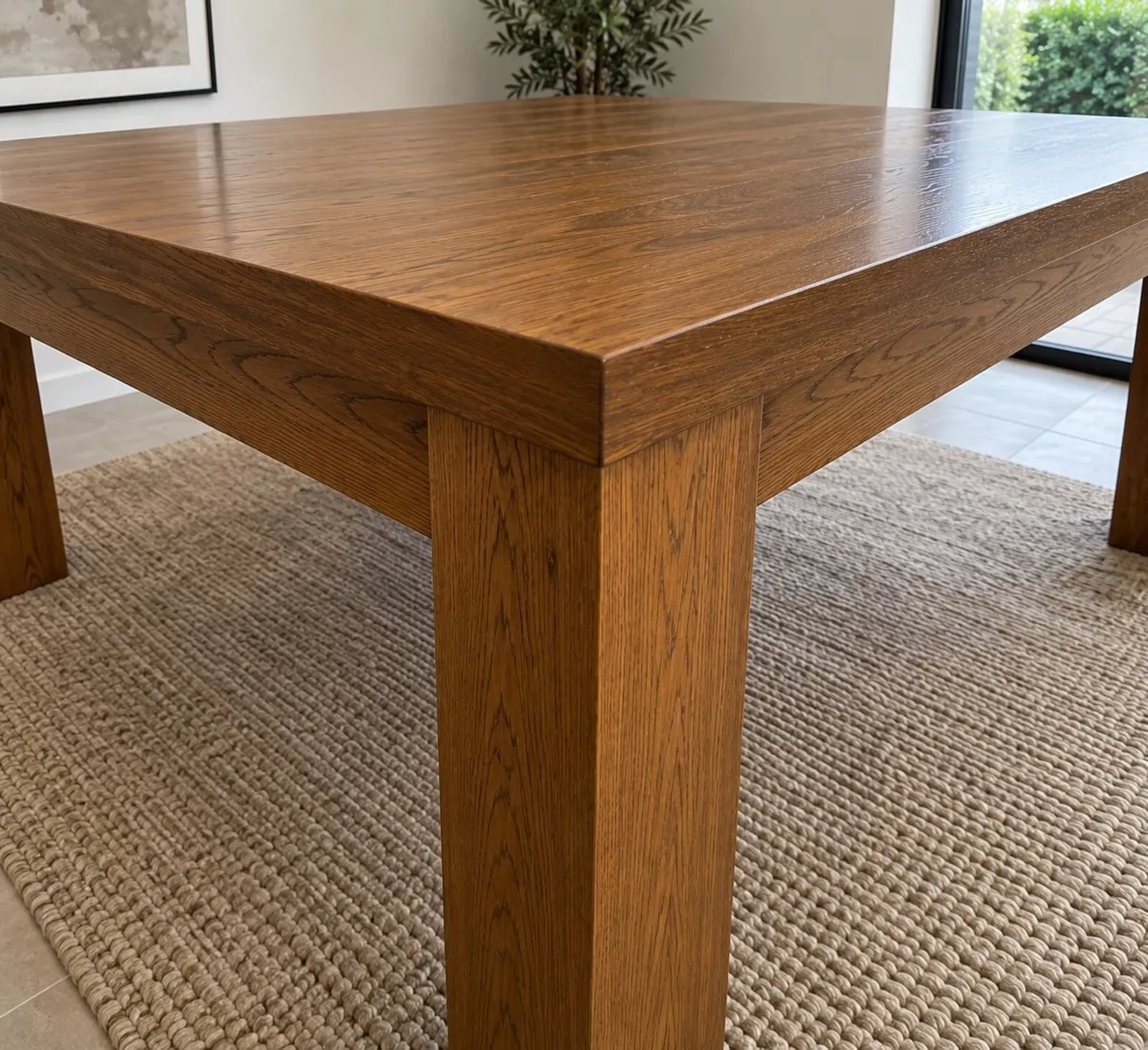 Large Square Wooden Dining Table – 160cm x 160cm - Image 3