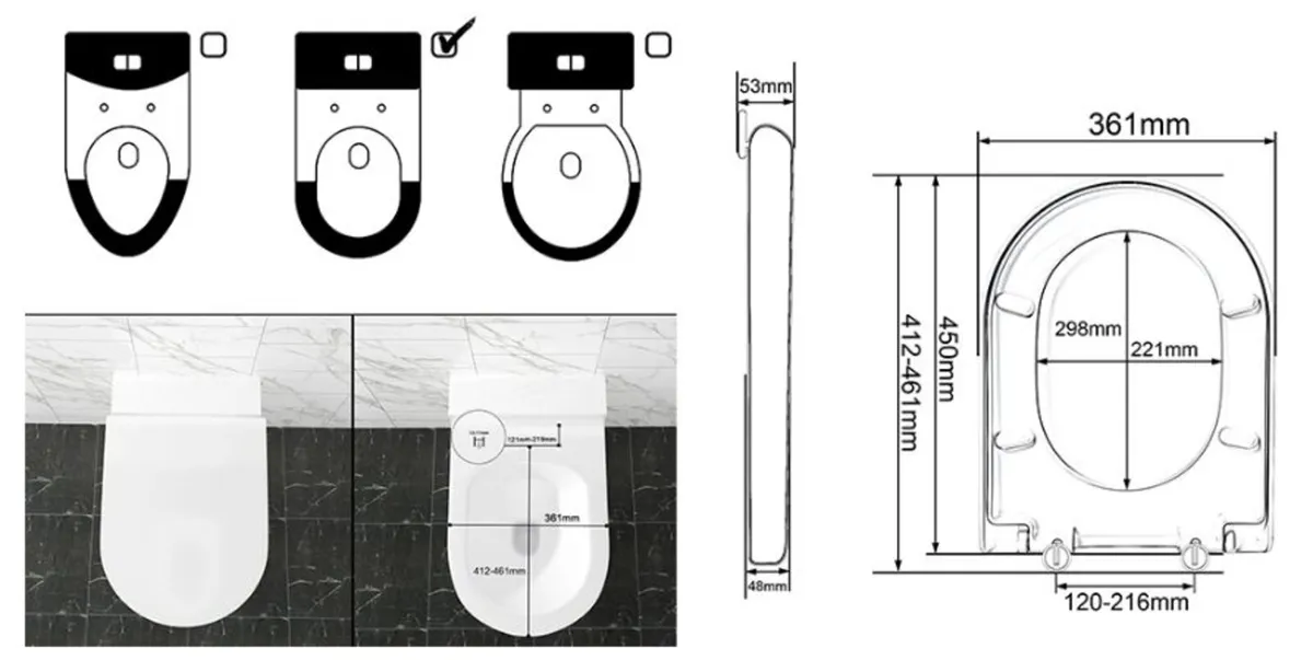 Toilet Seat Soft Close System Lid Cover White - Image 3