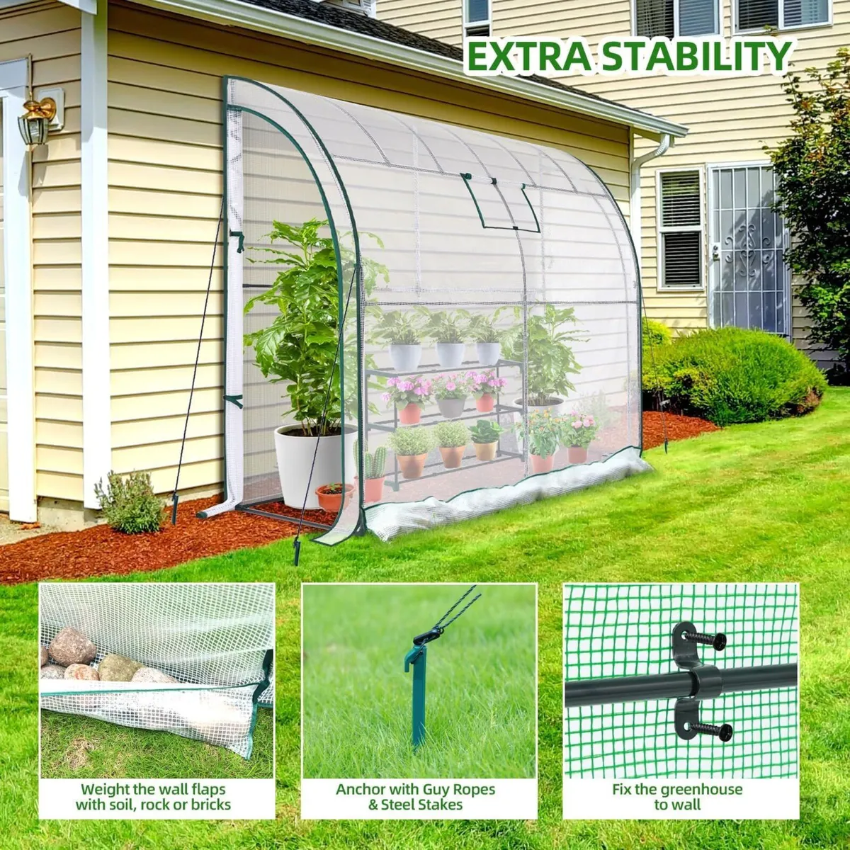 Greenhouse Walk In 200x100x210cm Shelving White - Image 4