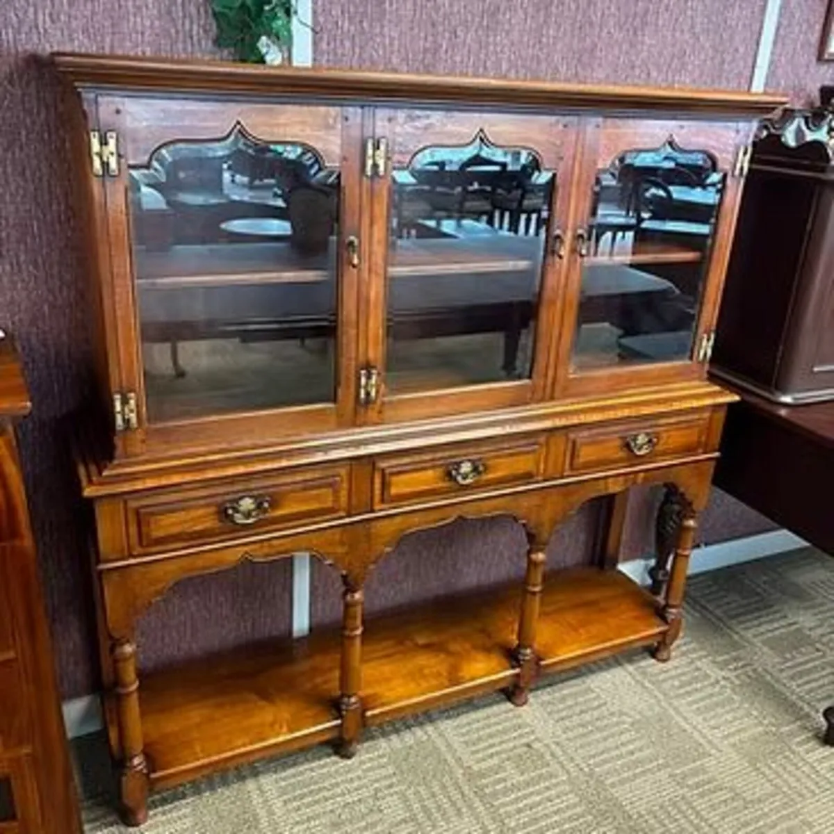 Simpsons of Norfolk walnut triple top display cabi