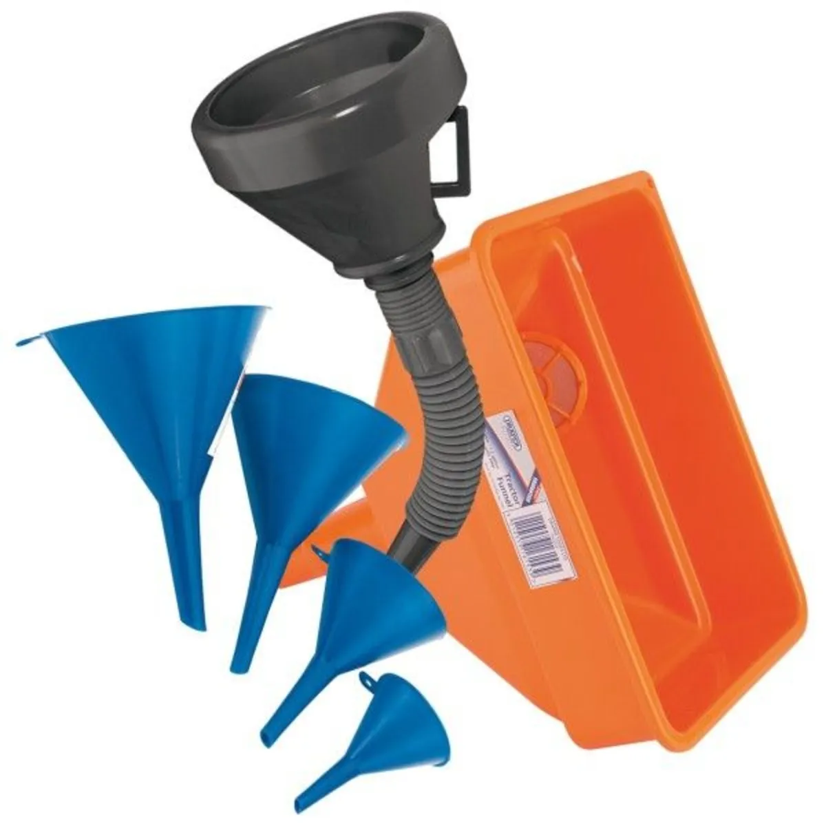 Draper 6pc Funnel Set – Tractor, Flexible & Plasti - Image 1