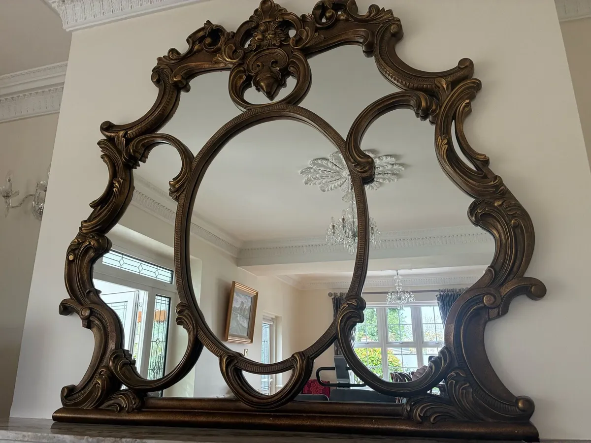 Large Vintage/Rococo-Style Gilded Wall Mirror - Image 1