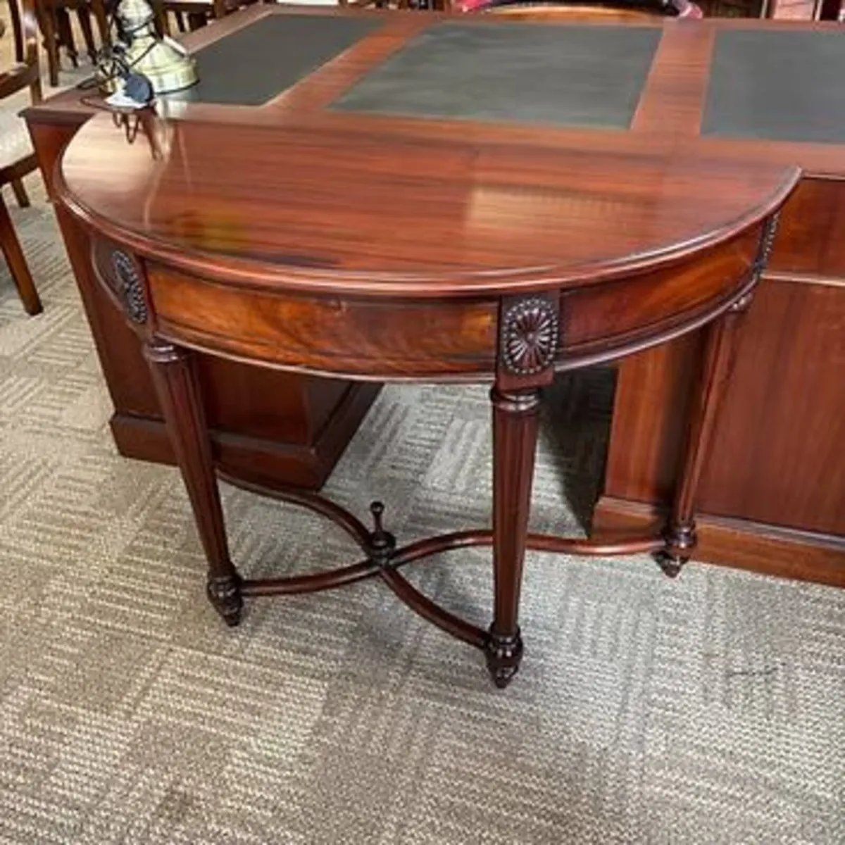 Beautiful mahogany demi lune console table