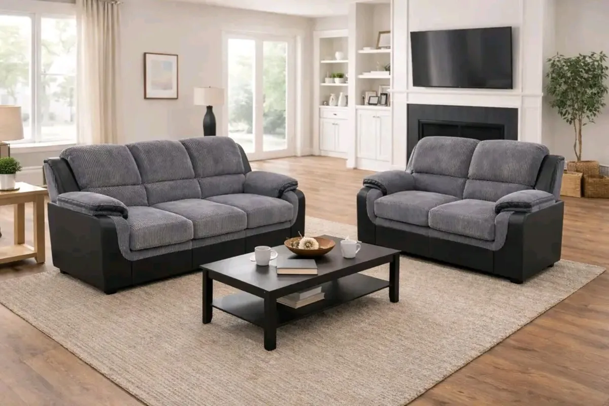 Brand NEW 3+2  &  3+1+1 Tara Fabric Corduroy Suite - Image 1