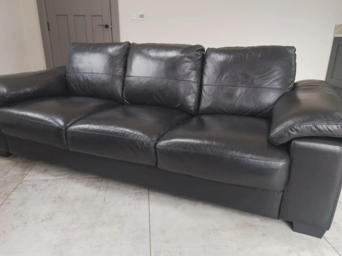 Leather three seater sofa - Image 1