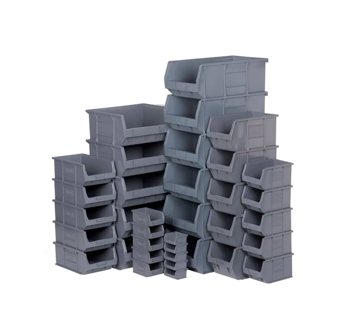 Grey Plastic Storage Boxes Bins - Image 1