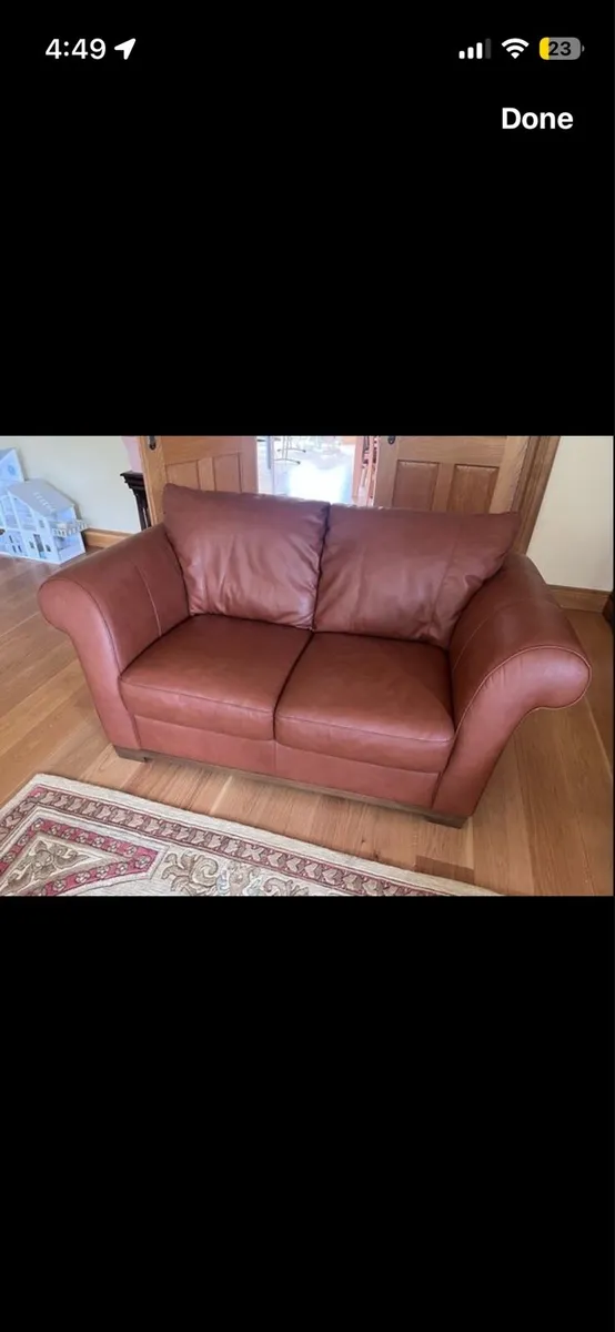 Two seater soft Italian leather sofa - Image 1