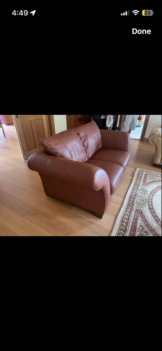 Two seater soft Italian leather sofa - Image 2
