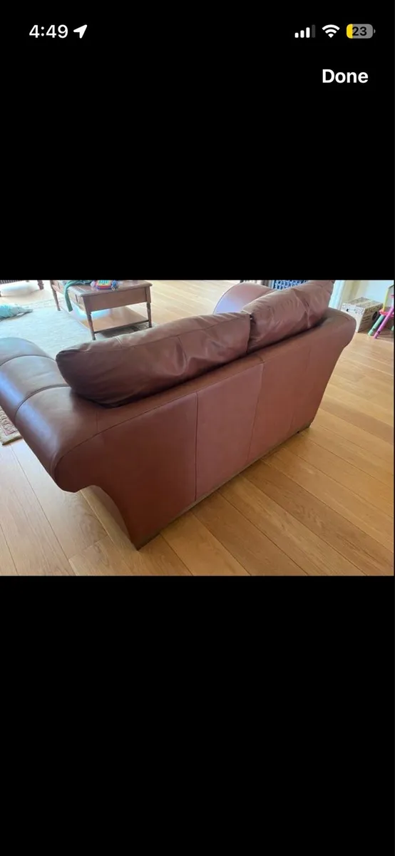 Two seater soft Italian leather sofa - Image 3