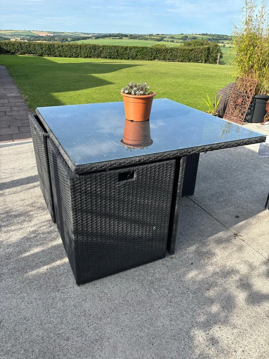 9-Piece Rattan Cube Garden Dining Set - Image 2