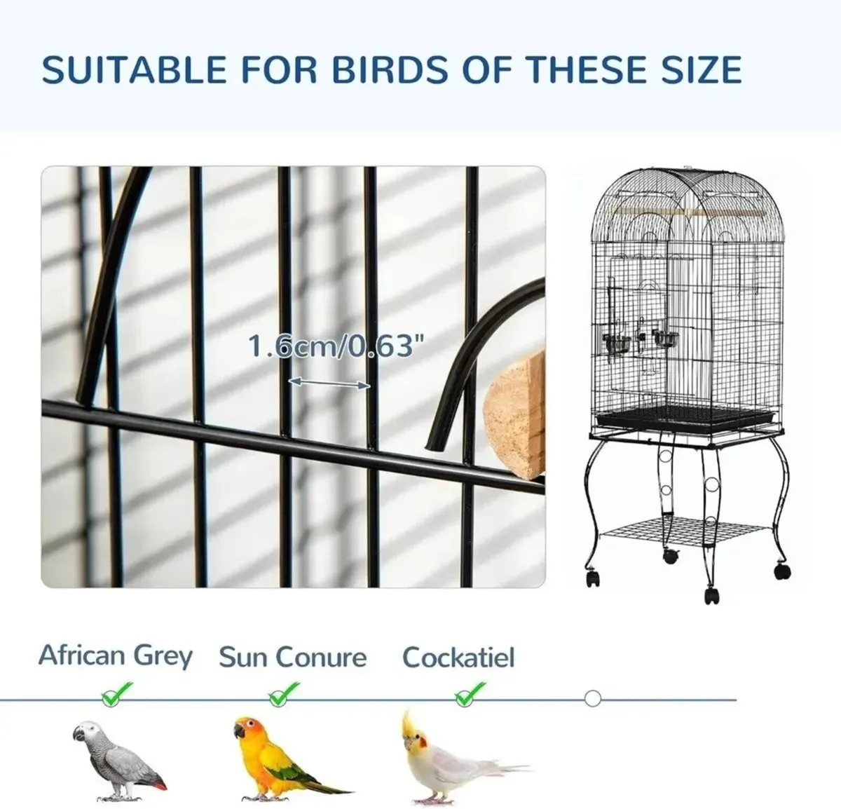 Large Bird Cage Stand Pet Birds Aviary House - Image 4