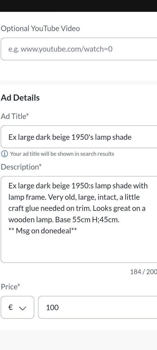 Exlarge beige 1950's floor lamp shade with fringe - Image 4
