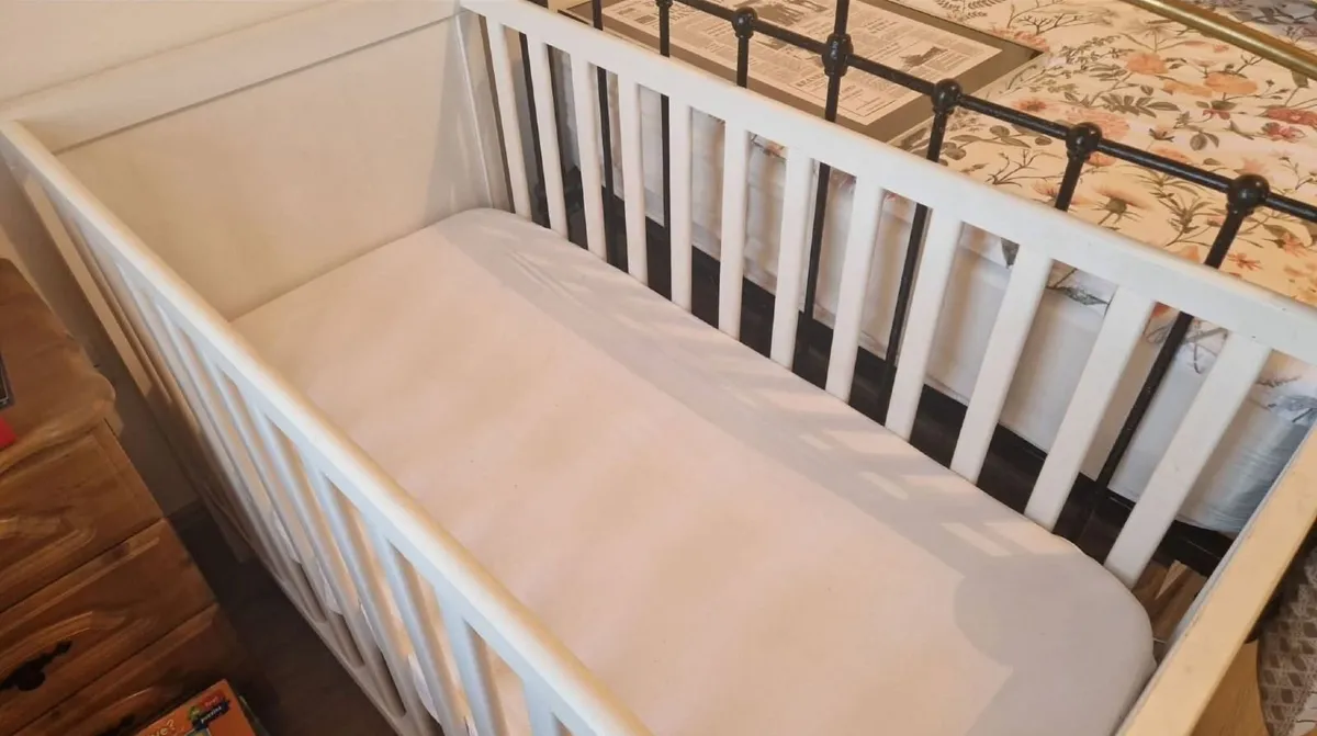 Large White Sundvik Baby Cot + 2 Mattresses - Image 2