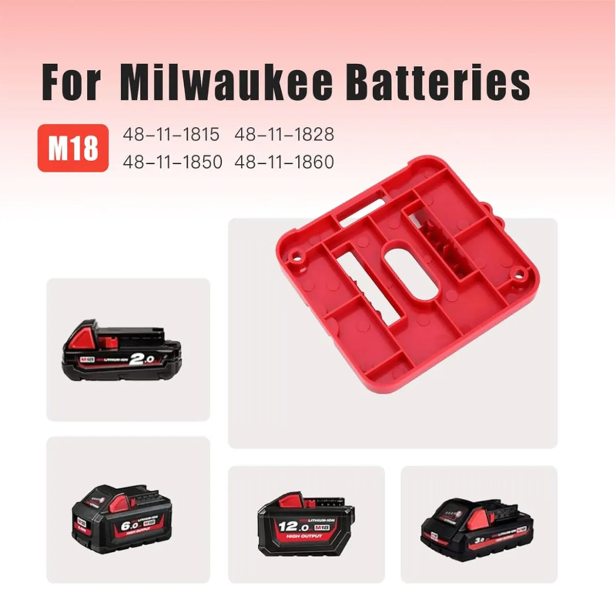Milwaukee M18 Battery Holder Wall Mount – 5 Pack - Image 4