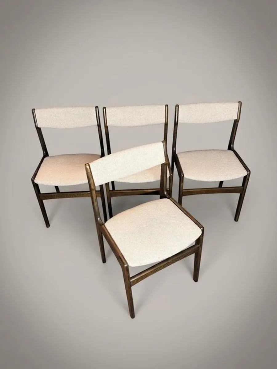 Set of 4 Mid-Century Danish Stained Oak Dining Chairs attributed to Erik Buch. - Image 4