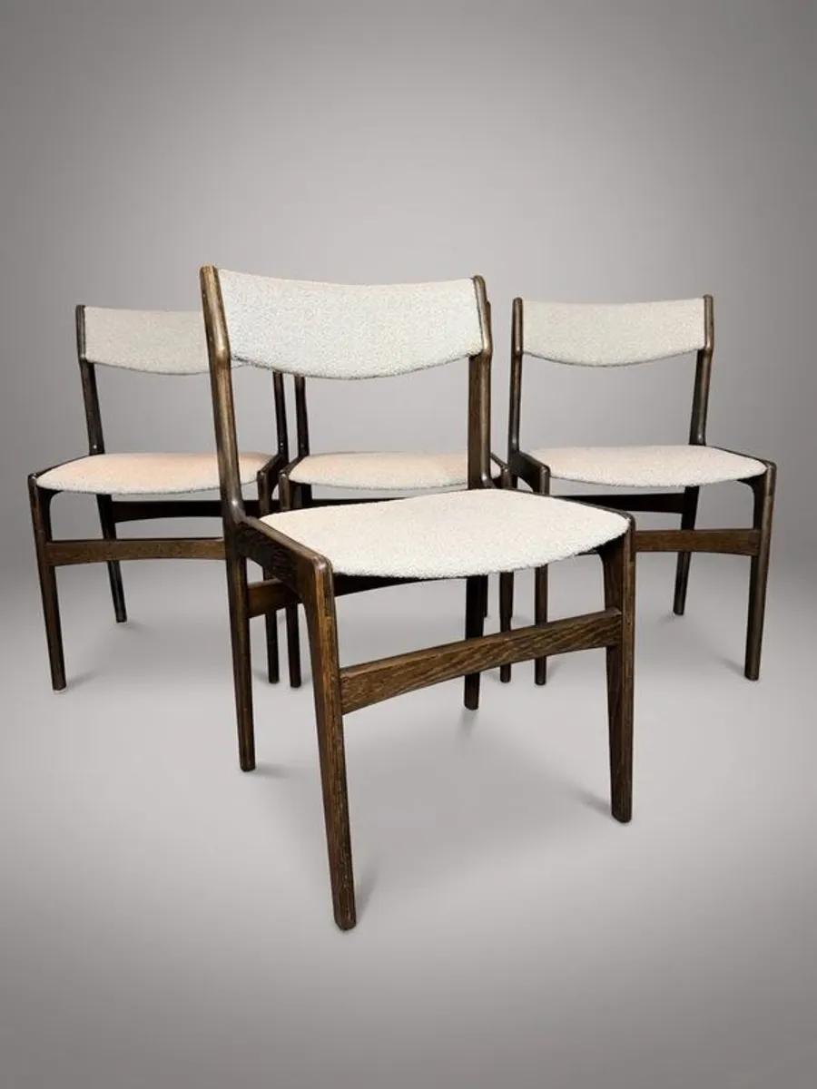 Set of 4 Mid-Century Danish Stained Oak Dining Chairs attributed to Erik Buch. - Image 1