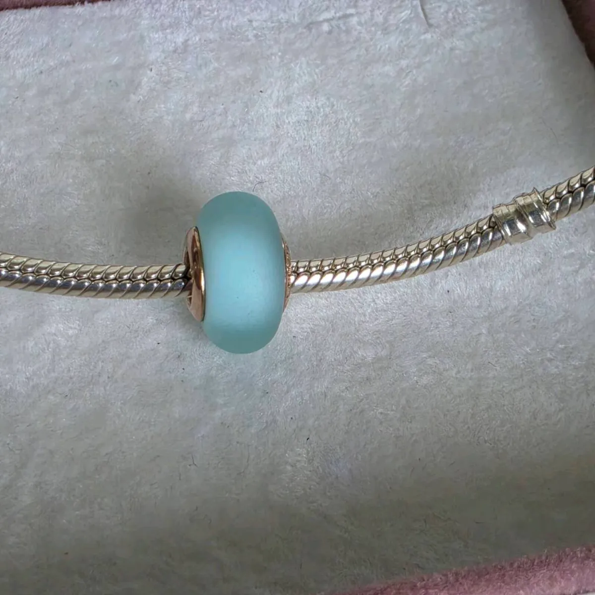 Pandora Rose Gold & Blue Murano glass charm - Image 4