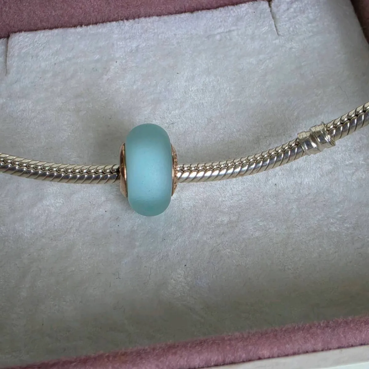 Pandora Rose Gold & Blue Murano glass charm - Image 1