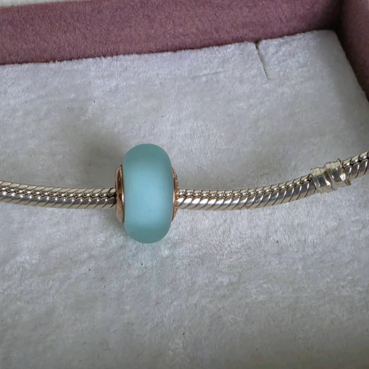 Pandora Rose Gold & Blue Murano glass charm - Image 2