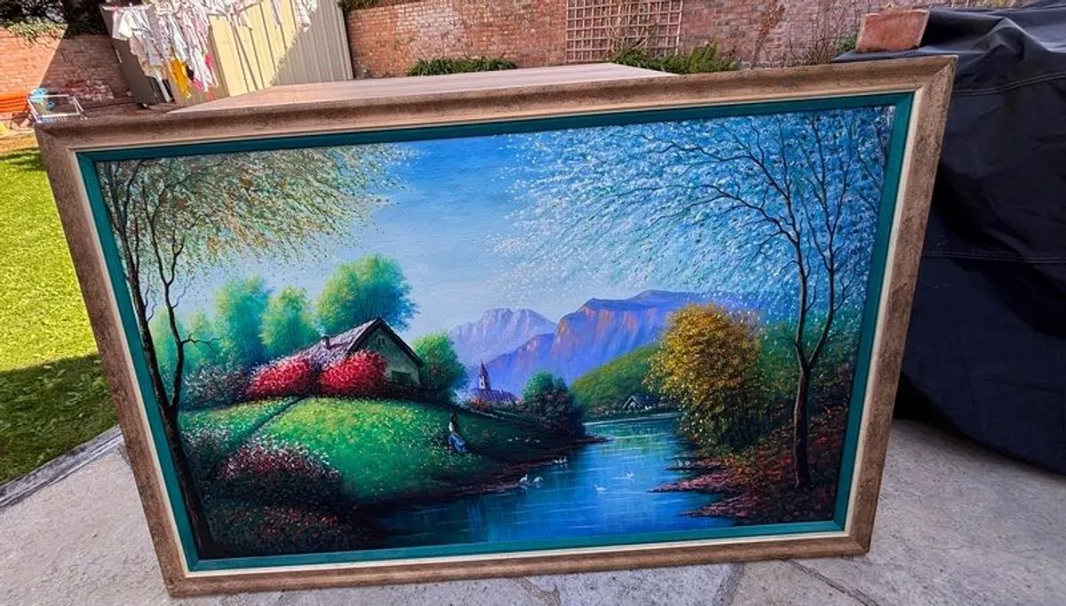 Large Vintage Peruvian Landscape Oil Painting 1993 - Ancash - Signed Angel Rodriguez - Framed - Image 2