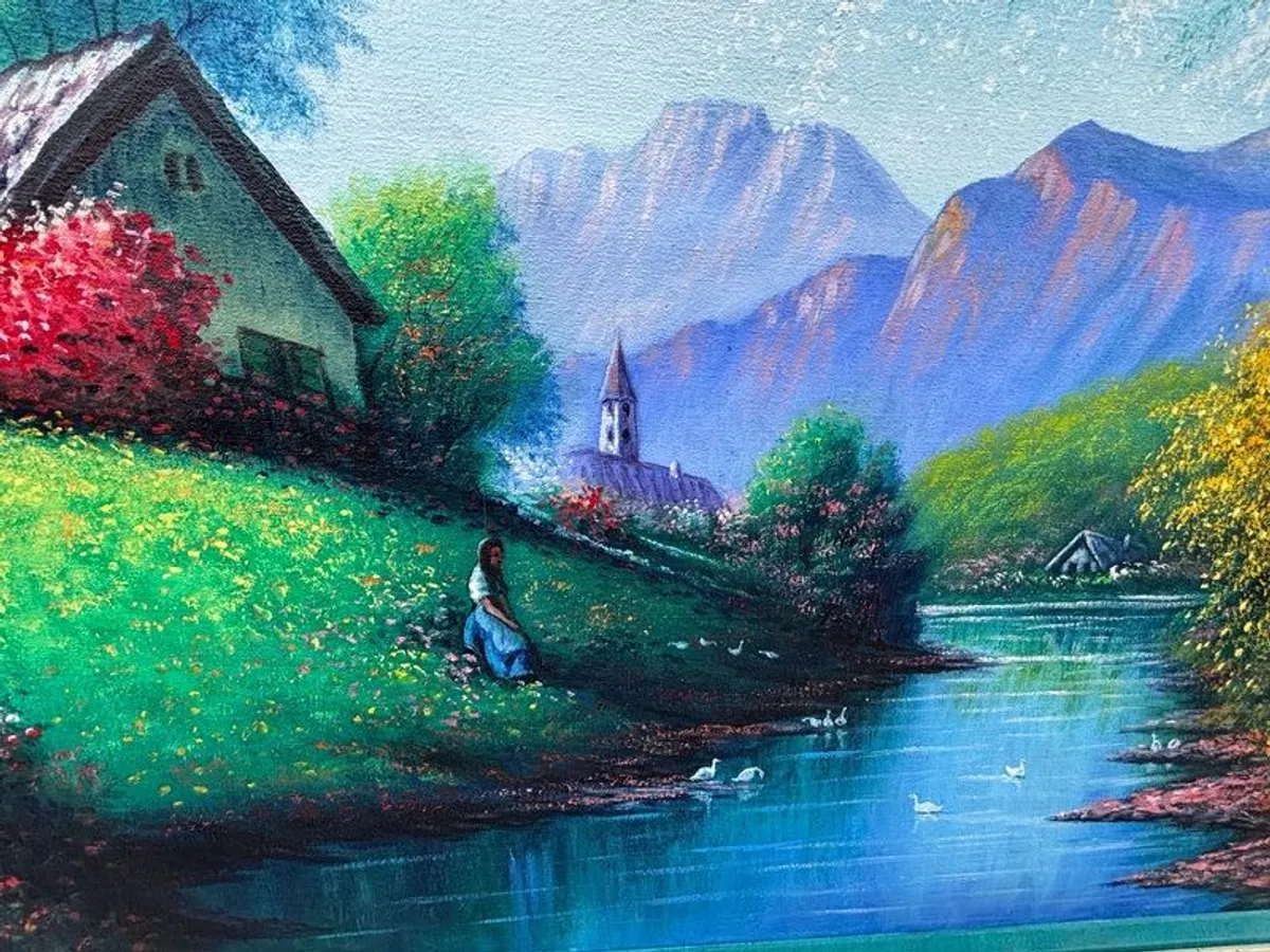 Large Vintage Peruvian Landscape Oil Painting 1993 - Ancash - Signed Angel Rodriguez - Framed - Image 3