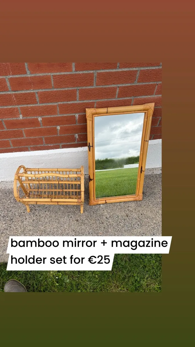 bamboo mirror + magazine holder €25 together - Image 1