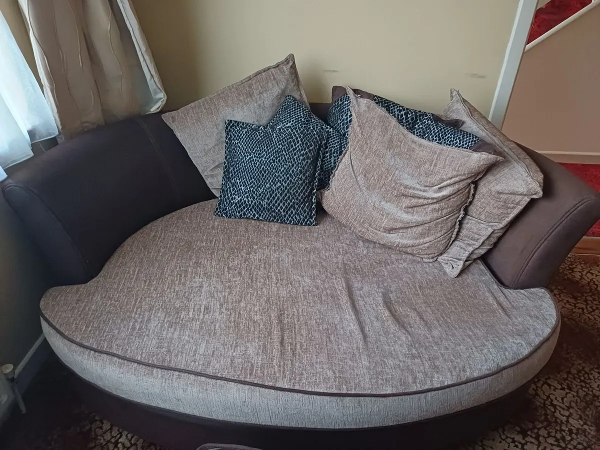 3 Seater and 2 Seater Couch with Pouffe - Image 2