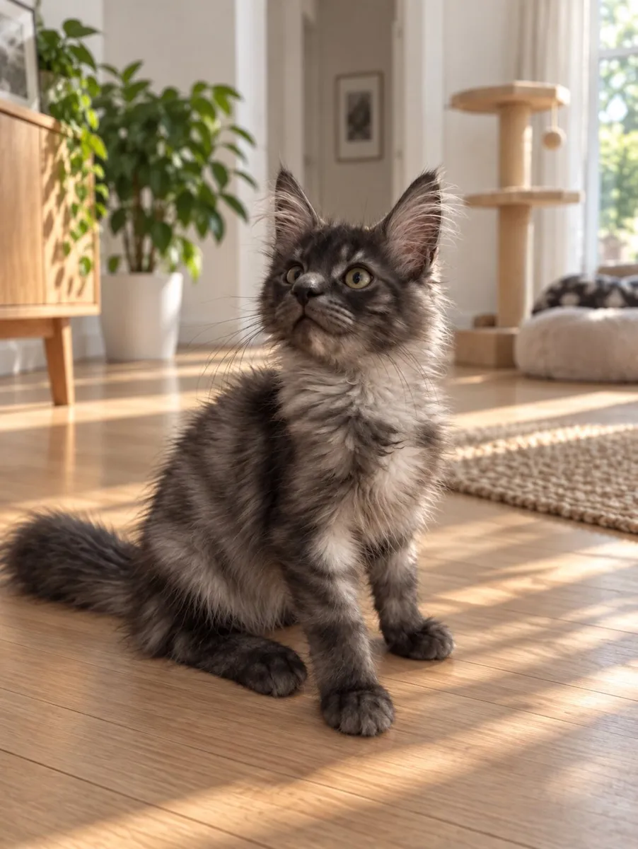 Beautiful Maincoon boy black smoke gene tested - Image 3