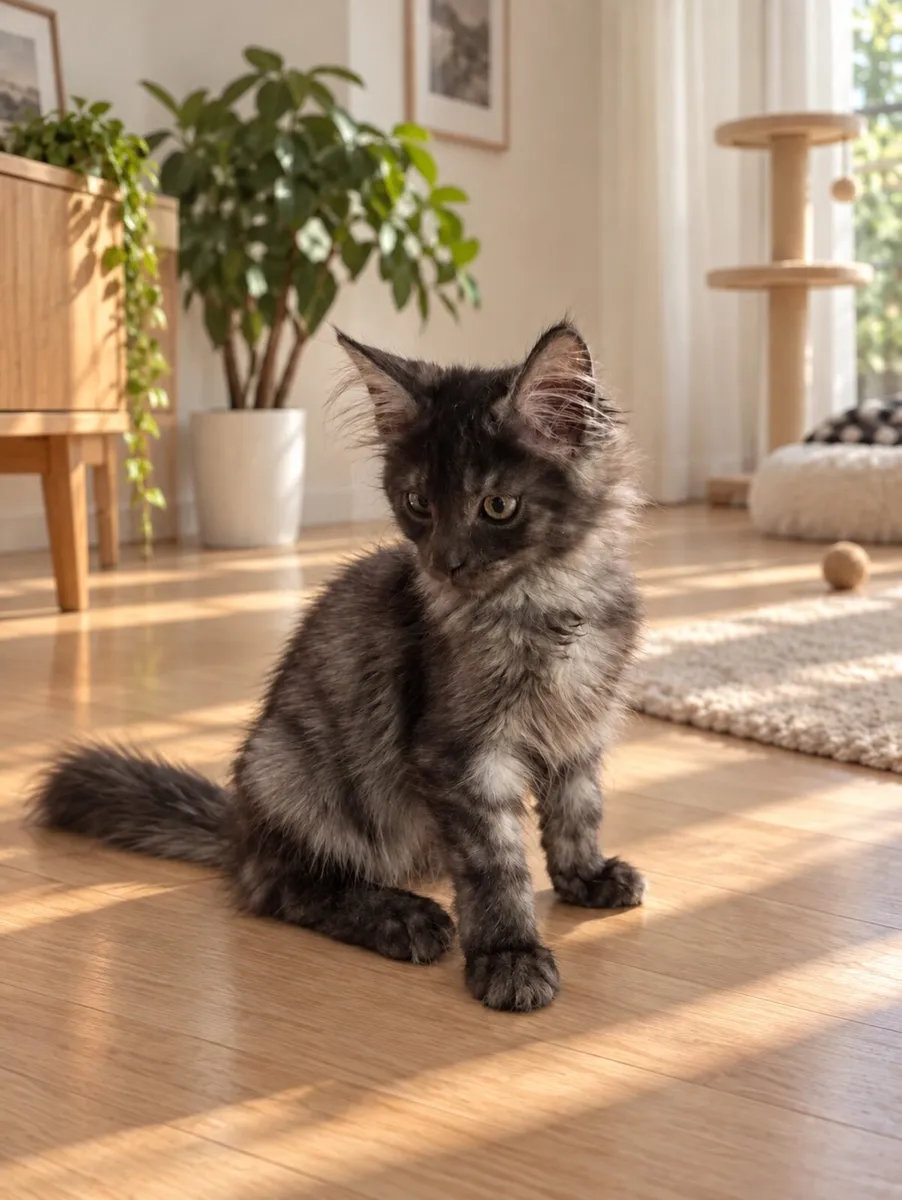 Beautiful Maincoon boy black smoke gene tested - Image 4
