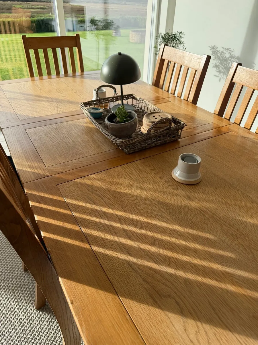 Solid Oak - Extending Kitchen Table and 6 Chairs - Image 1