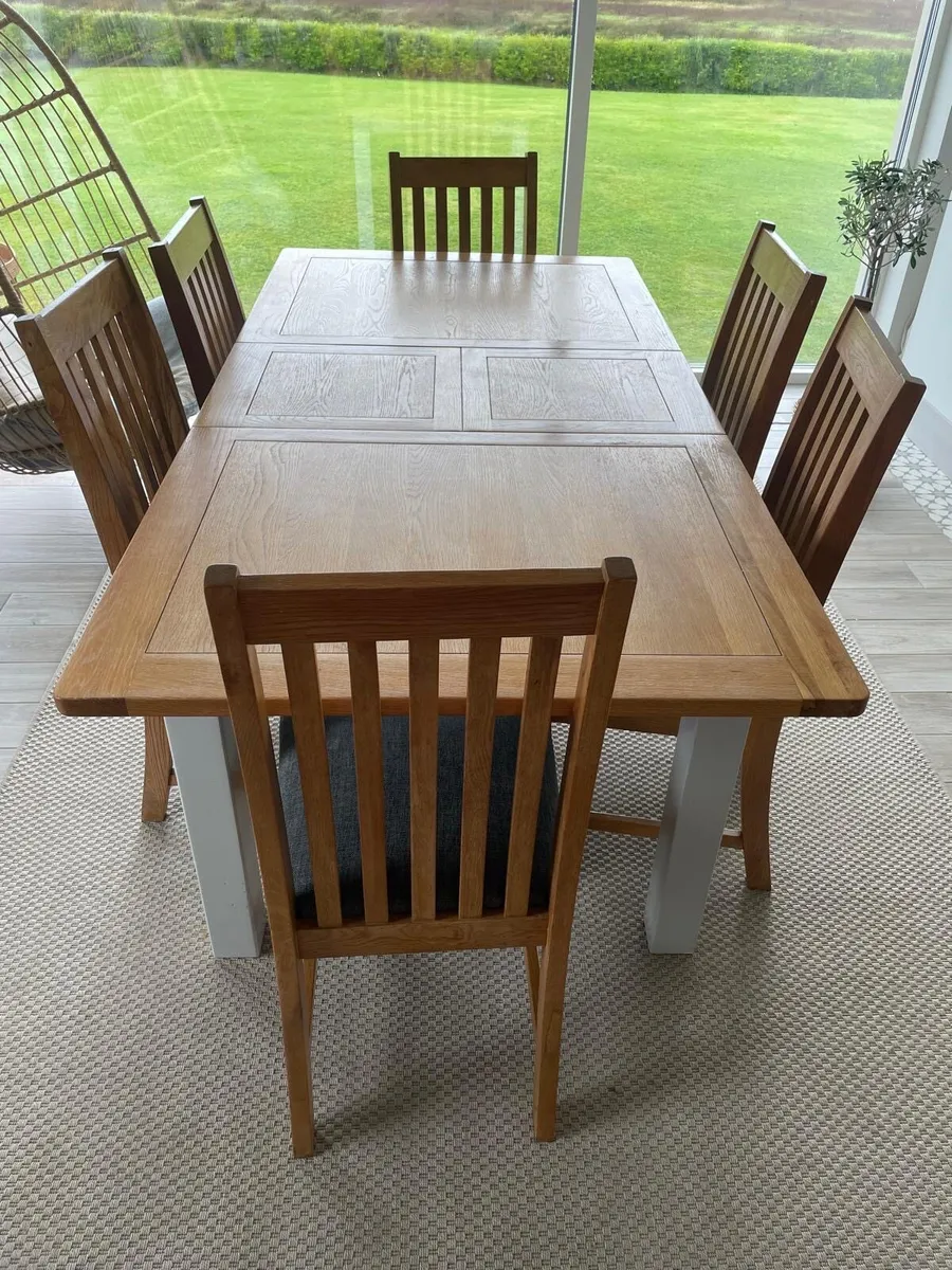 Solid Oak - Extending Kitchen Table and 6 Chairs - Image 2